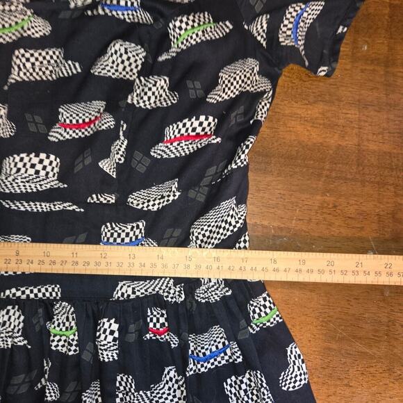 eShakti Custom Black Embroidered Hat Dress  Colorful All-over Fit & Flare - Picture 10 of 11